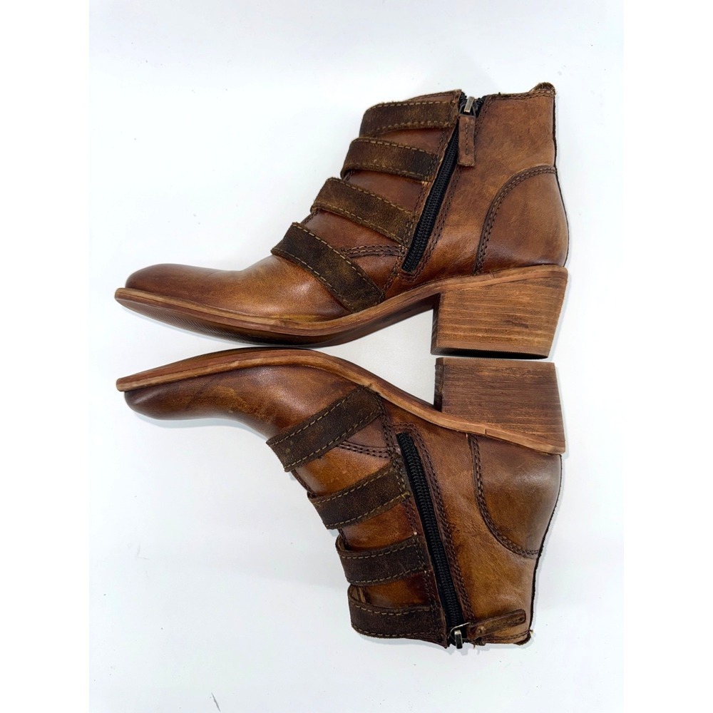 BED|STU ROAN Brown Leather Boots 4 Buckle Block Heel Moto Boho Western Sz 7.5 - Picture 9 of 14